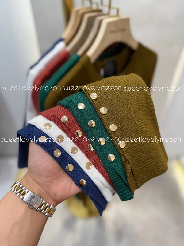 بافت ۴دکمه یقه گرد دیلوین