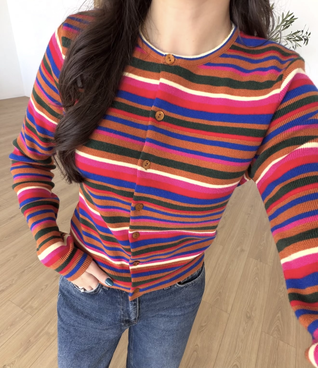 ژاکت بیسو راه راه چند رنگ