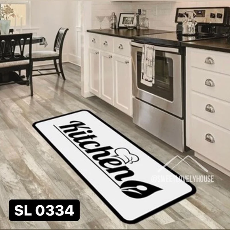 فرشینه آشپزخانه کد SL 0334 طرح اسپرت سیاه و سفید