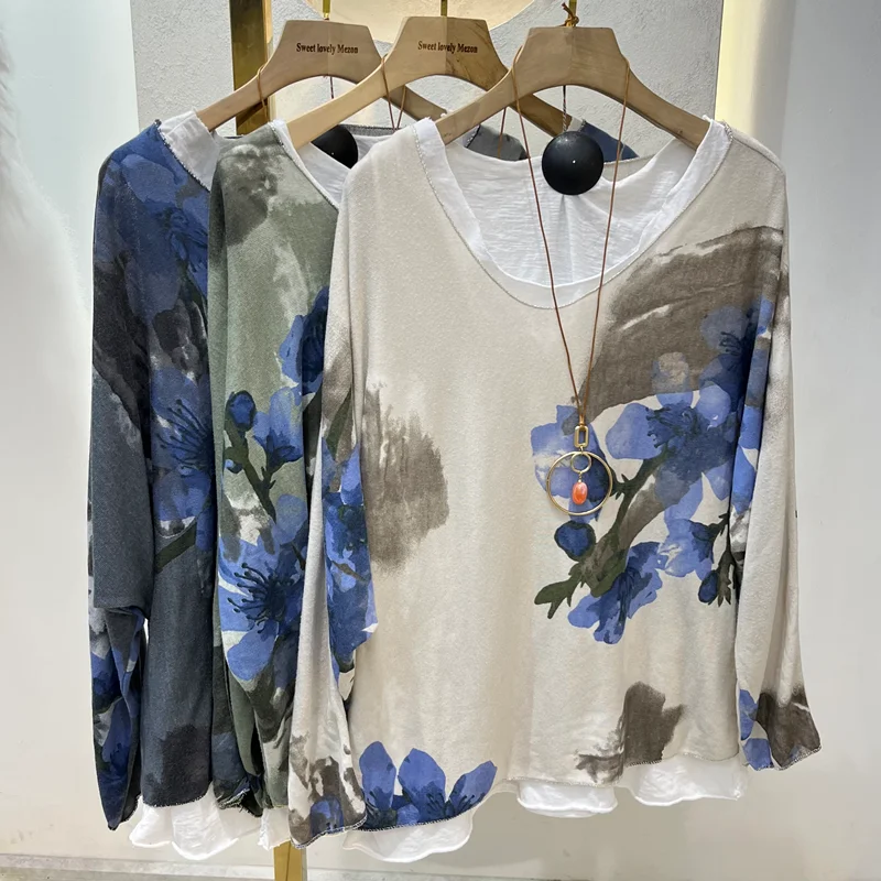 شومیز ۲تیکه لینن ایتالیایی گردنبند دار