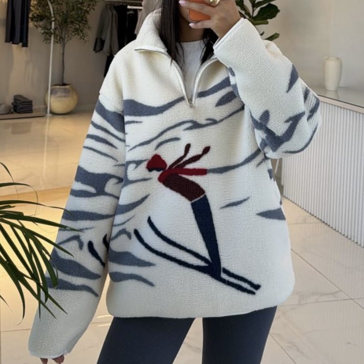 نیم زیپ تدی طرح اسکی