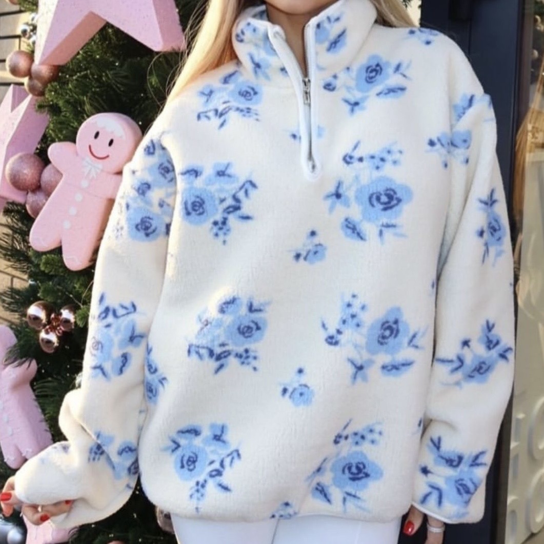 نیم زیپ تدی طرح گل