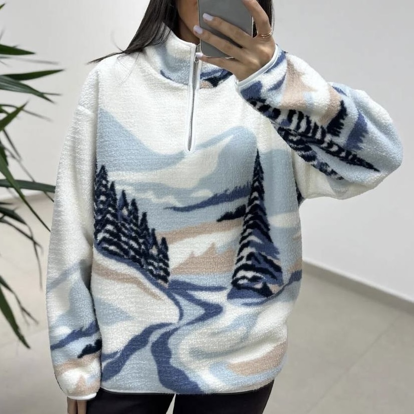 نیم زیپ تدی طرح زمستان